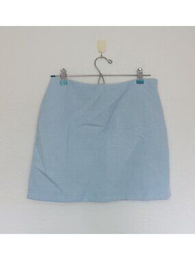 Commense Light Blue Tweed Mini A Line Mini Skirt